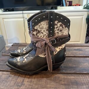 Rockin Country Collection Women’s 8M Brown Leather Cowgirl Boots RC5005 Western